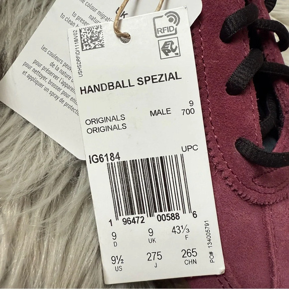 ADIDAS Handball Spezial Shoes Maroon / Core Black / Crystal White Size 9 NWB - Picture 3 of 15